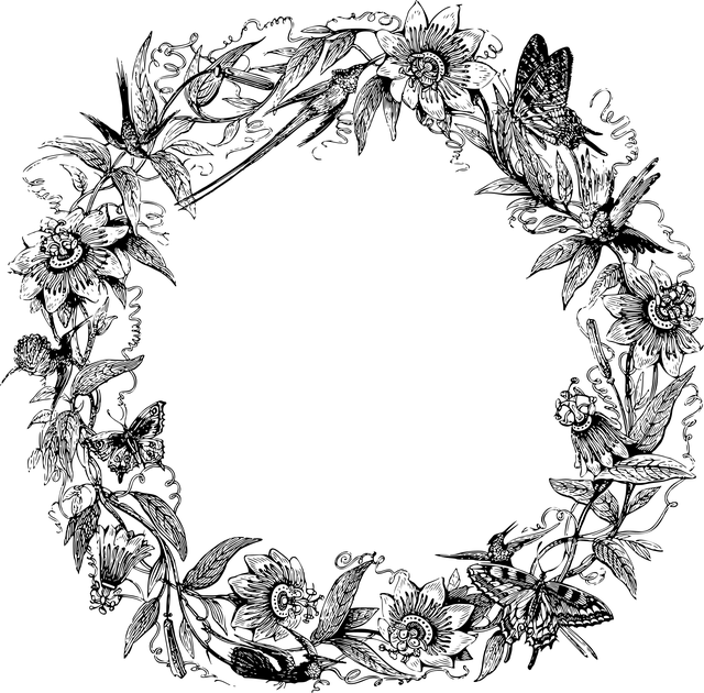 černobílý obrázek věnce